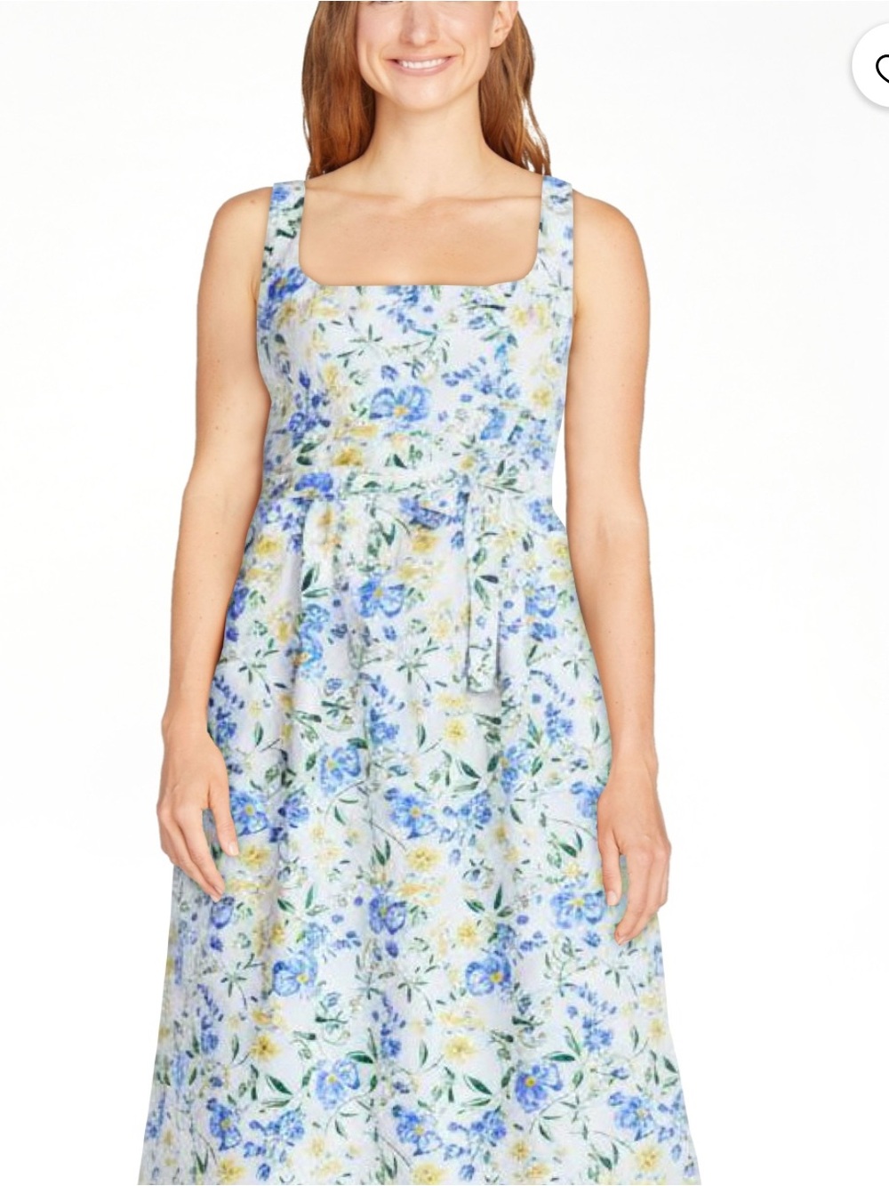 New floral nautical blue sleeveless women’s midi dress summer belted xsmall